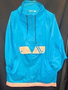 Vintage 80's Bright Blue Hooded Windbreaker Jacket by EXCLUSIV